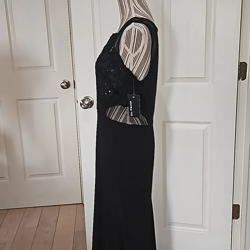 ENFOCUS STUDIO Women Black Sequin Ribben Gown Size 12 - Picture 7 of 14